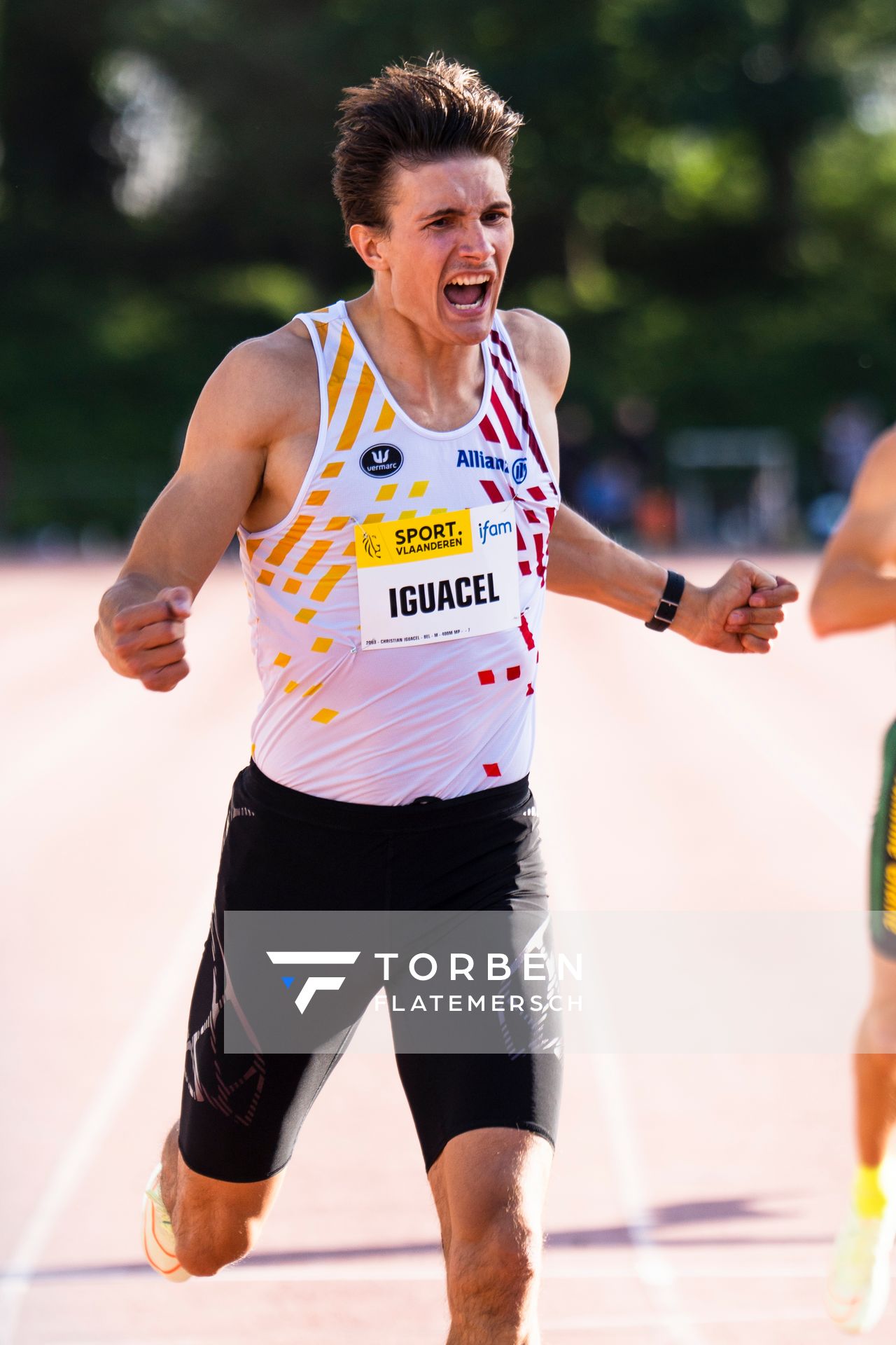 Christian Iguacel (AC Lyra) am 28.05.2022 waehrend der World Athletics Continental Tour IFAM Oordegem in Oordegem